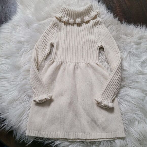 Rachel Zoe Sweater Dress Girls XS 4 Cream Off White Cotton Blend Turtleneck EUC - Picture 1 of 4